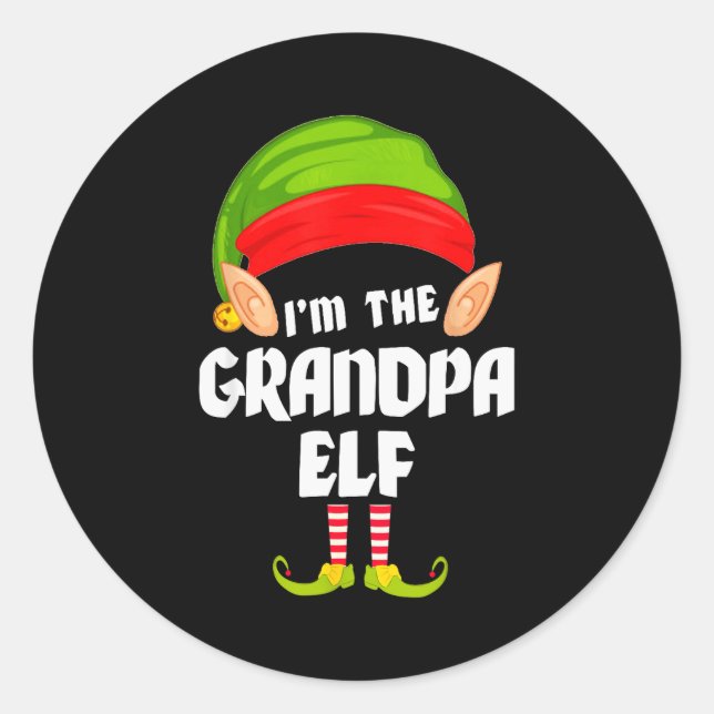 Funny Grandpa Elf Matching Family Group Pj Christm Classic Round Sticker (Front)