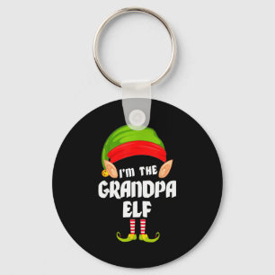 Funny Grandpa Elf Matching Family Group Pj Christm Keychain
