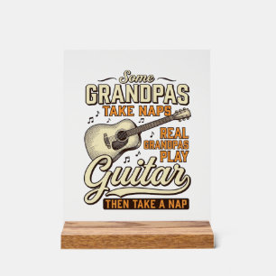 Funny Grandpa Guitar Vintage Engraving Shirt Desig Acrylic Sign