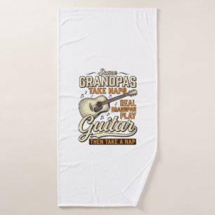 Funny Grandpa Guitar Vintage Engraving Shirt Desig Bath Towel
