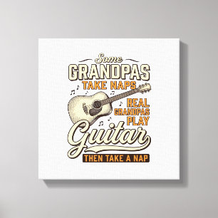 Funny Grandpa Guitar Vintage Engraving Shirt Desig Canvas Print