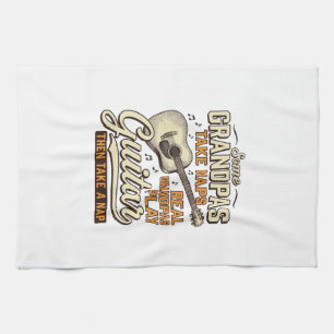 Funny Grandpa Guitar Vintage Engraving Shirt Desig Kitchen Towel