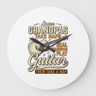 Funny Grandpa Guitar Vintage Engraving Shirt Desig Large Clock
