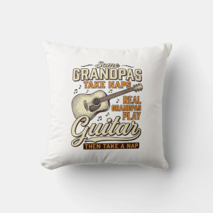 Funny Grandpa Guitar Vintage Engraving Shirt Desig Throw Pillow
