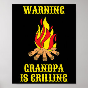 Funny Grandpa Is Grilling Gift Fathers Day Bbq Gif Poster