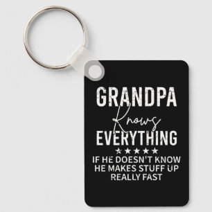 Funny Grandpa Knows Everything Vintage Gift Keychain