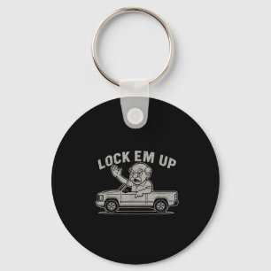 Funny Grandpa Lock Em Up Meme Truck Vintage Design Keychain