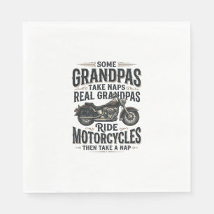 Funny Grandpa Motorcycle Nap Vintage Vector Design Napkin