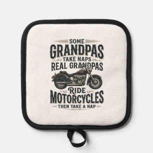 Funny Grandpa Motorcycle Nap Vintage Vector Design Pot Holder
