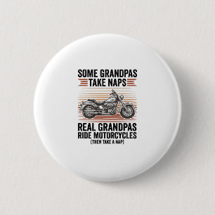 Funny Grandpa Motorcycle Vintage Engraving T-Shirt 2 Inch Round Button