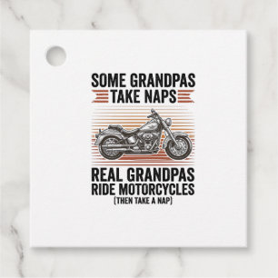 Funny Grandpa Motorcycle Vintage Engraving T-Shirt Favour Tags