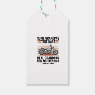 Funny Grandpa Motorcycle Vintage Engraving T-Shirt Gift Tags