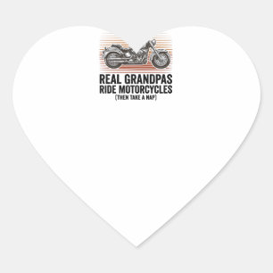 Funny Grandpa Motorcycle Vintage Engraving T-Shirt Heart Sticker