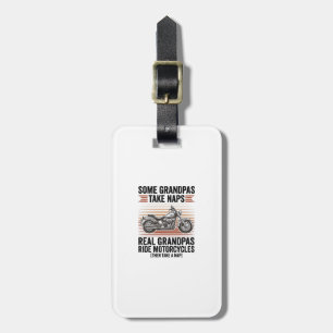 Funny Grandpa Motorcycle Vintage Engraving T-Shirt Luggage Tag