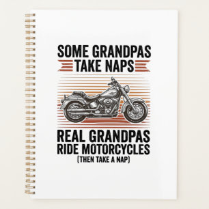 Funny Grandpa Motorcycle Vintage Engraving T-Shirt Planner