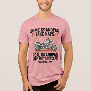 Funny Grandpa Motorcycle Vintage Engraving T-Shirt Tri-Blend Shirt
