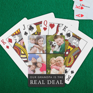 Funny Grandpa Saying Grandchildren Photo Collage Playing Cards