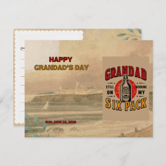 Funny Grandpa Six Pack Postcard - Father's Day 