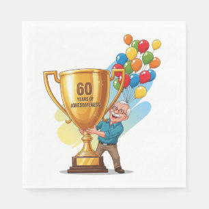 Funny Grandpa with Giant 60th Birthday Trophy Napkin