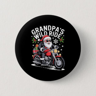 Funny Grandpa's Biker Ride Christmas Motorcycle Sa 2 Inch Round Button