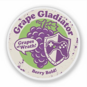 Funny Grape Gladiator Gaming & Food Pun Graphic
