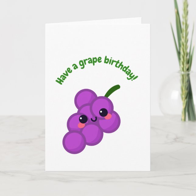 Funny Grape Pun Happy Birthday Card (Front)