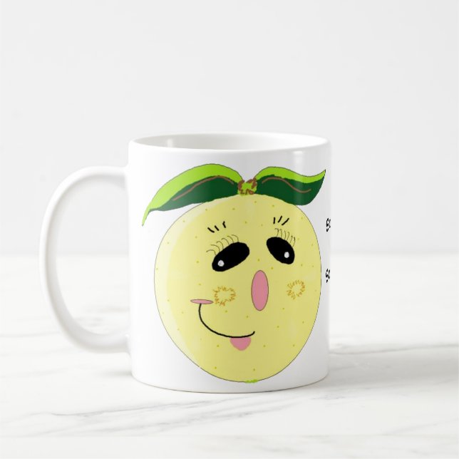 Funny Grapefruit Cartoon Coffee Mug (Left)