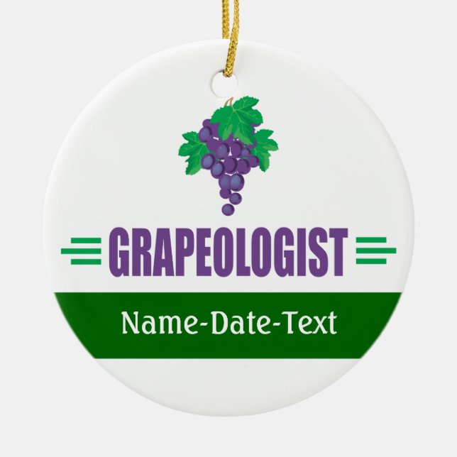 Funny Grapes Ceramic Ornament (Front)