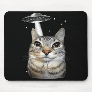 Funny Graphic Alien Cat Meme Ufo Cat Mouse Pad