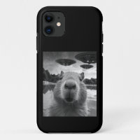Funny Graphic Capybara Selfie with UFOs Weird