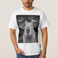 Funny Graphic Capybara Selfie with UFOs Weird