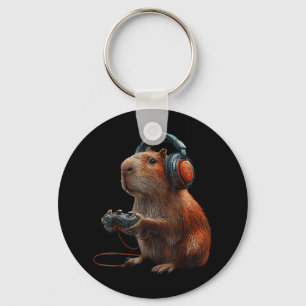 Funny Graphic Capybara Video Games For Gamer Keychain