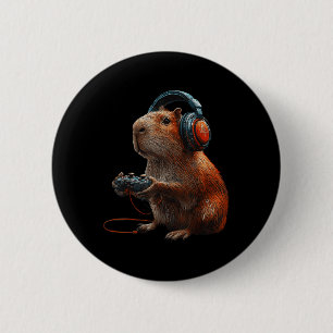 Funny Graphic Capyra Video Games For Gamer 1 2 Inch Round Button