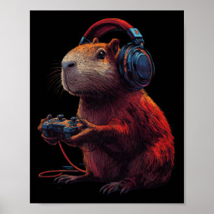 Funny Graphic Capyra Video Games For Gamer  Poster