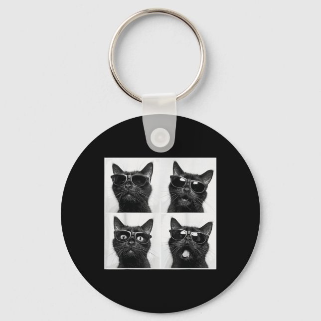 Funny Graphic Cat Photobooth Selfie Funny _2  Keychain (Front)