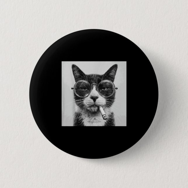 Funny Graphic Cat Smoking Adult Funny _1  2 Inch Round Button (Front)