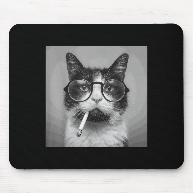 Funny Graphic Cat Smoking Adult Funny  Mouse Pad (Front)