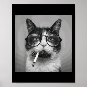 Funny Graphic Cat Smoking Adult Funny  Poster