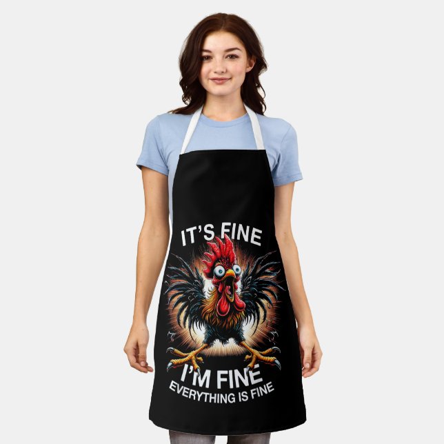 Funny Graphic It's Fine I'm Fine Weird Crazy Chick Apron (Worn)