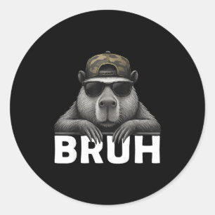 Funny Graphic Meme Capybara Bruh For Boys Girls Me Classic Round Sticker
