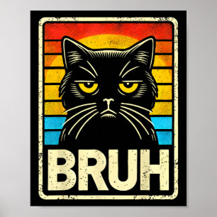 Funny Graphic Meme Cat Bruh For Boys Girls Kids Me Poster