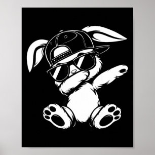 Funny graphic meme dabbing bunny for men women poster