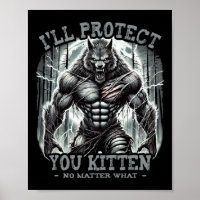 Funny Graphic Tee I'll Protect You Kitten Alpha Wo