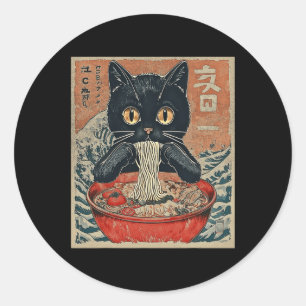 Funny Graphic Tees Kawaii Cat Anime Gifts Cat Rame Classic Round Sticker