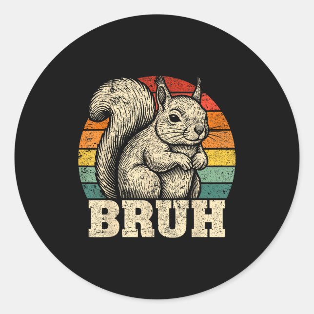 Funny Graphic Tees Squirrel Bruh For Boys Girls Me Classic Round Sticker (Front)