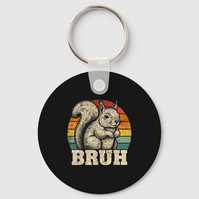 Funny Graphic Tees Squirrel Bruh For Boys Girls Me Keychain (Front)