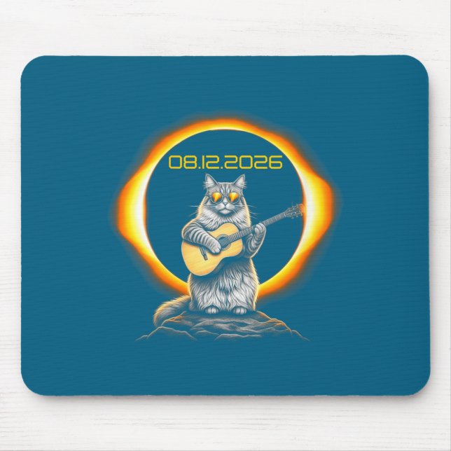 Funny Graphic Womens Eclipse Cat Guitar 08 Mouse Pad (Front)