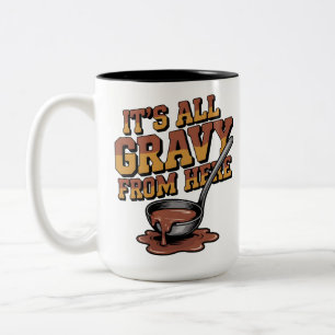 Funny Gravy Thanksgiving  - Retro Foodie Tee Two-Tone Coffee Mug