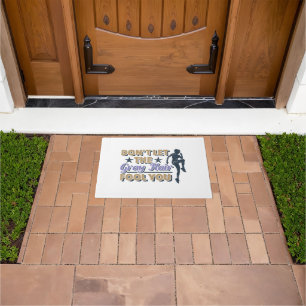 Funny Gray Hair Running Quote - Older Runner Doormat