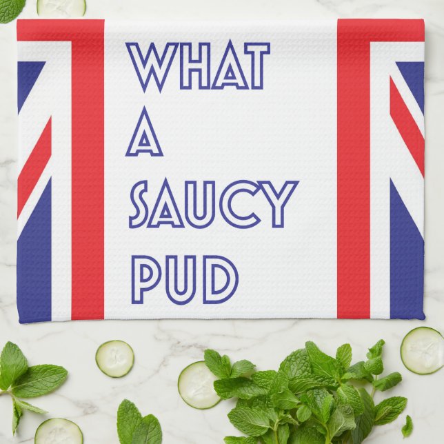 Funny Great British Bake Off Saucy Pud Kitchen Towel (Folded)